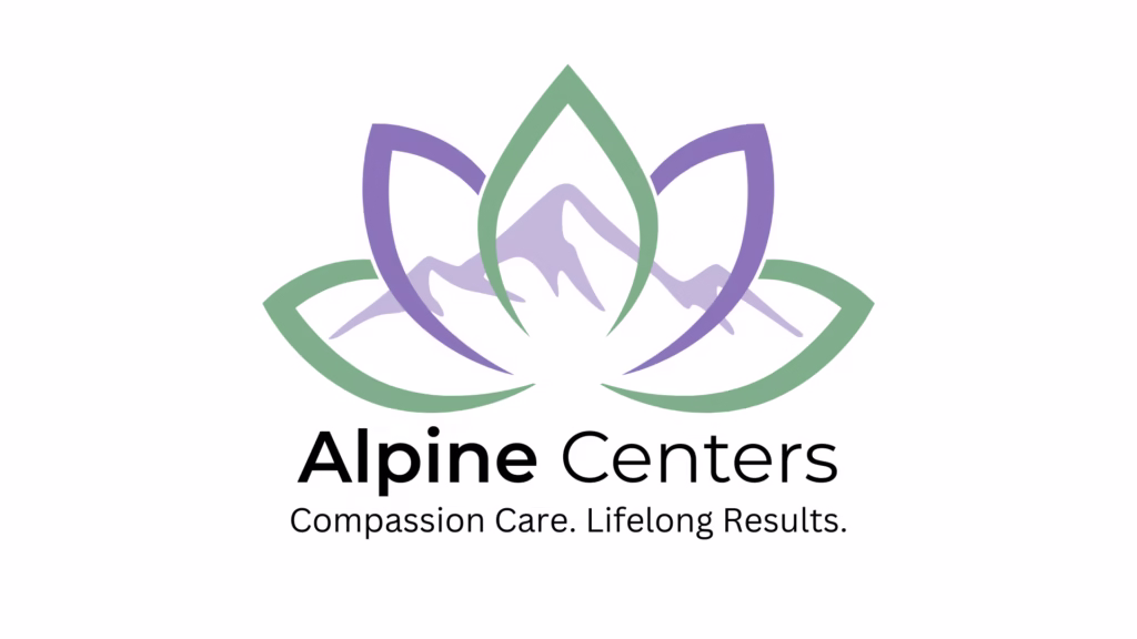 "The Alpine Centers logo features a stylized lotus flower surrounding a mountain silhouette, symbolizing healing, strength, and transformation. Alpine Centers is a Salt Lake City behavioral health treatment provider offering compassionate care and lifelong results for individuals seeking support for mental health and substance use disorders."